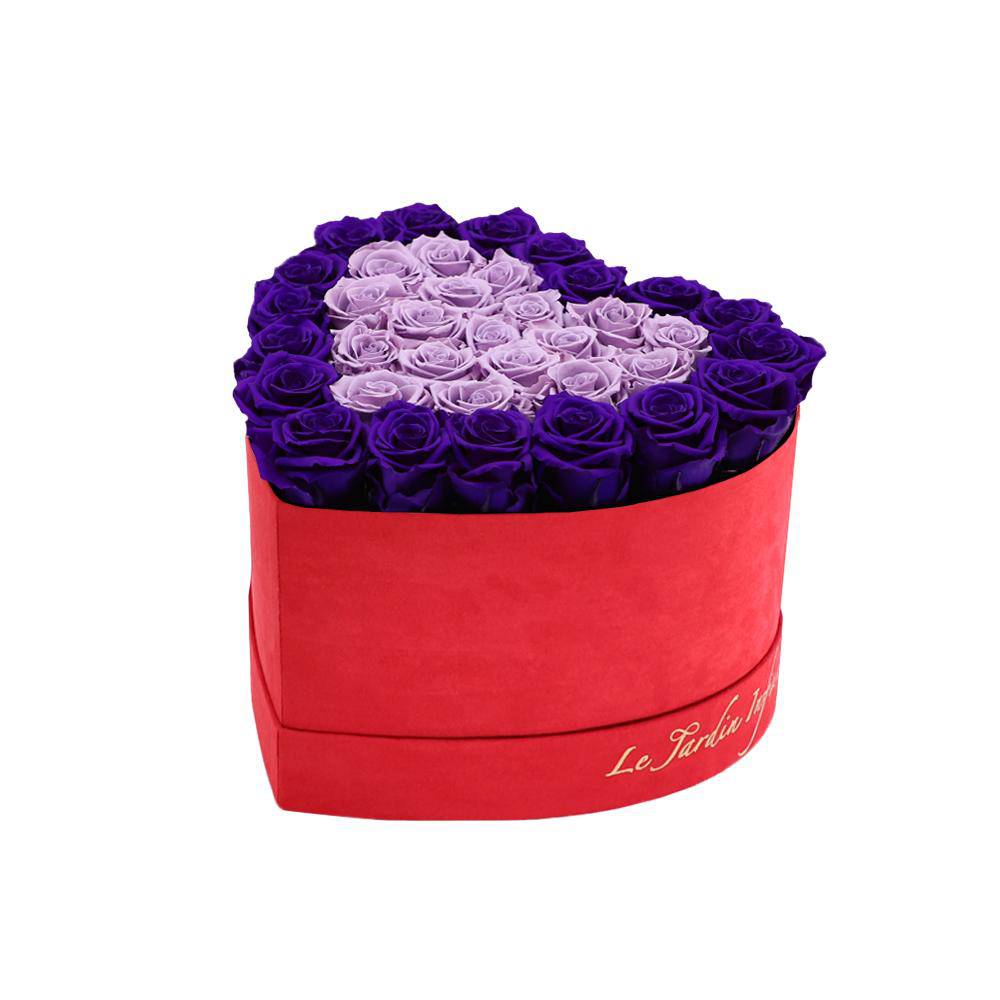 Flowers Shop Near Me Red & Purple Hearts Preserved Roses in A Heart– Le  Jardin Infini