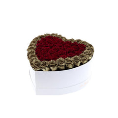 55-65 Burgundy & Gold Preserved Roses Double Hearts in box– Le Jardin Infini