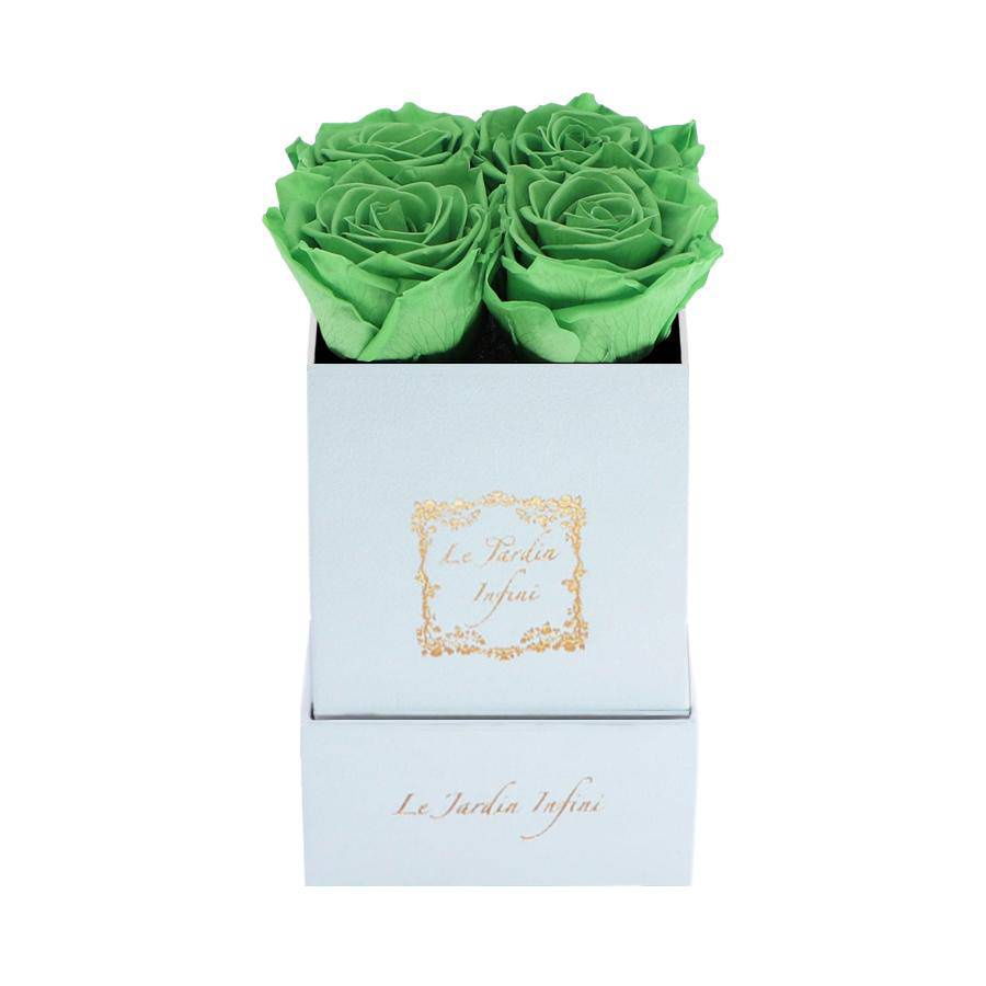 Green Tea Preserved Roses - Luxury Small Square White Suede Box