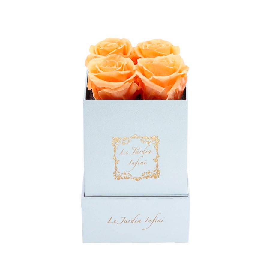 Peach Preserved Roses - Luxury Small Square White Suede Box - Le Jardin Infini Roses in a Box