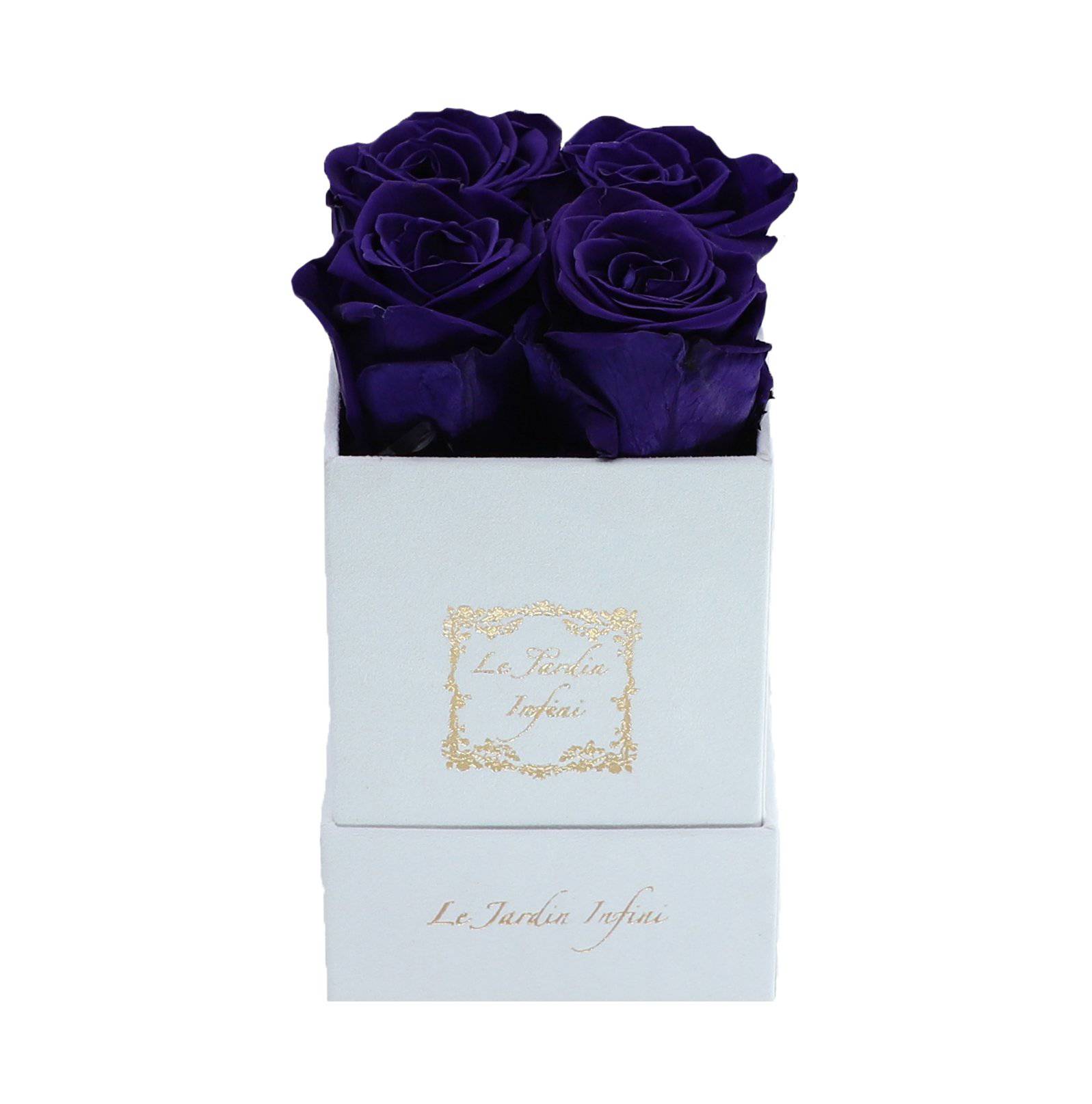 Purple Roses in a box - Small Square White Box - Le Jardin Infini Roses in a Box